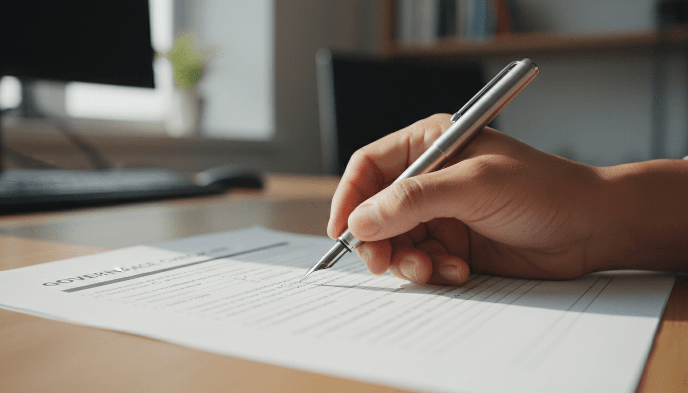 Consultant documenting governance strategy