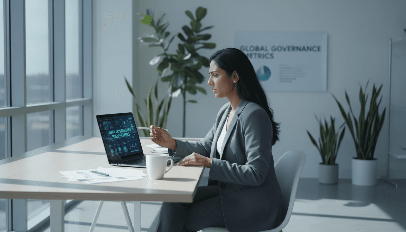 Data governance professional reviewing analytics frameworks